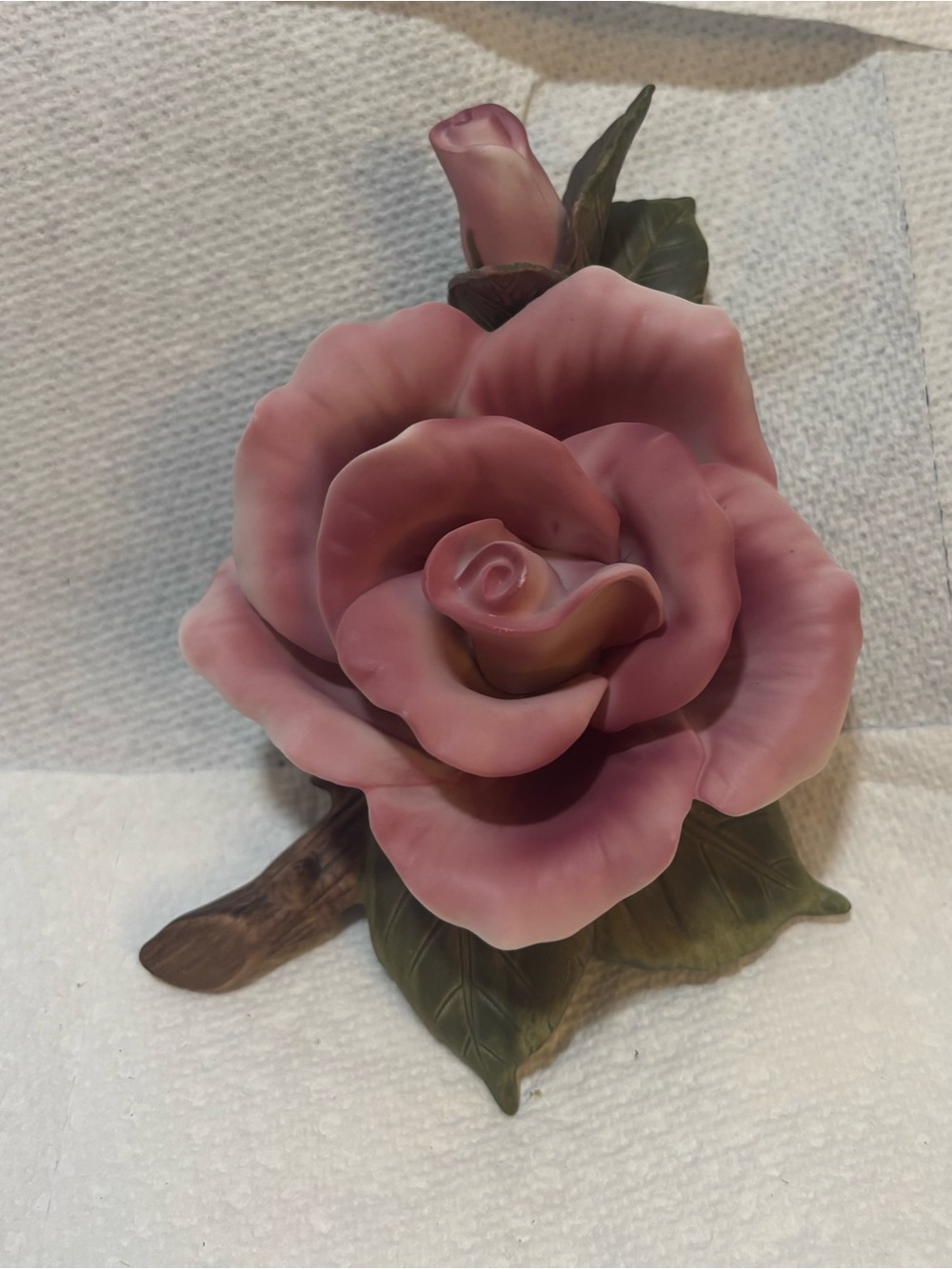 Teleflora Accents Hand-Painted Porcelain Pink Rose Figurine